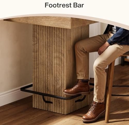 Square Bar Table, Kitchen Dining Table, Industrial Counter Height Pub Cocktail Table Home Bar Unit with Metal, alternate view