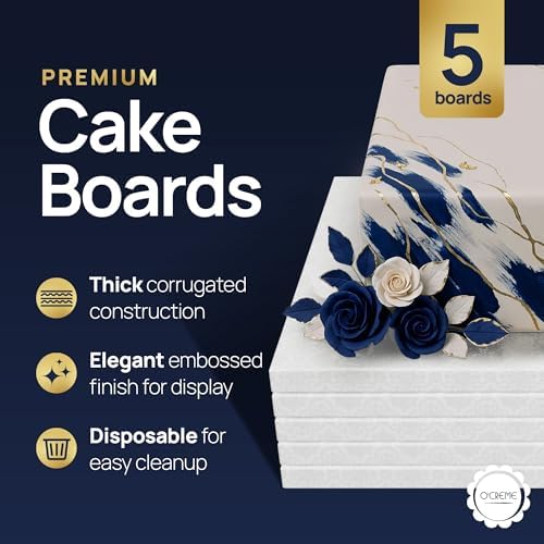 Square Cake Drum Board, 1/2 Inch Thick, 8x8 Inch, 5 Pack in 8" x 8" in White, alternate view 2