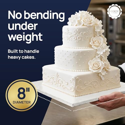 Square Cake Drum Board, 1/2 Inch Thick, 8x8 Inch, 5 Pack in 8" x 8" in White, alternate view 3