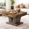 Square Coffee Table, Wood Center Table for Living Room, 31.5" Modern Cocktail Tea Accent Table, Rustic Brown &