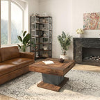 Square Coffee Table, Wood Center Table for Living Room, 31.5" Modern Cocktail Tea Accent Table, Rustic Brown &, alternate