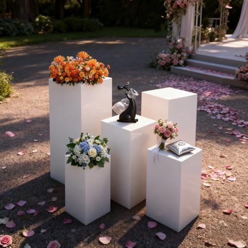 Square Column Pedestal Stands for Party,5pcs Pedestal Display Plinth Pillars, Metal Party Stands Decor, Cake, alternate view