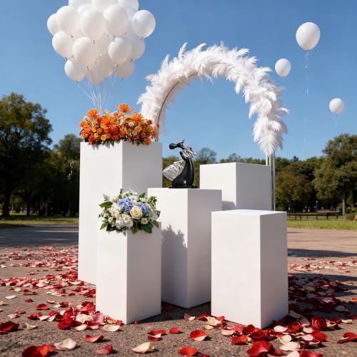 Square Column Pedestal Stands for Party,5pcs Pedestal Display Plinth Pillars, Metal Party Stands Decor, Cake, alternate view