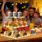 Square Cupcake Stand with Yellow Lights, 3 Tier Dessert Display Stands, alternate view 4