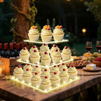 Square Cupcake Stand with Yellow Lights, 3 Tier Dessert Display Stands, alternate view 7