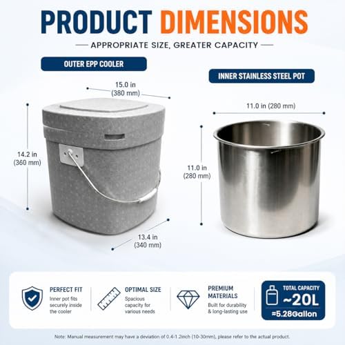 Square EPP Insulated Soup Container Commercial Food Warmer for Hot or Cold Food, Hot Box for Catering, with, alternate view 2
