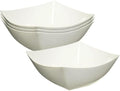 Square Fancy White Plastic Serving Bowls - 16oz (4 Count) - Elegant Display For Catering, Parties & Events