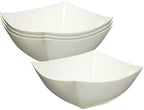 Square Fancy White Plastic Serving Bowls - 16oz (4 Count) - Elegant Display For Catering, Parties & Events