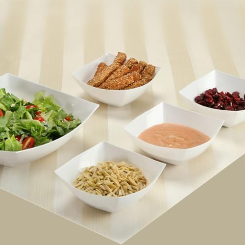 Square Fancy White Plastic Serving Bowls - 16oz (4 Count) - Elegant Display For Catering, Parties & Events, alternate view 2