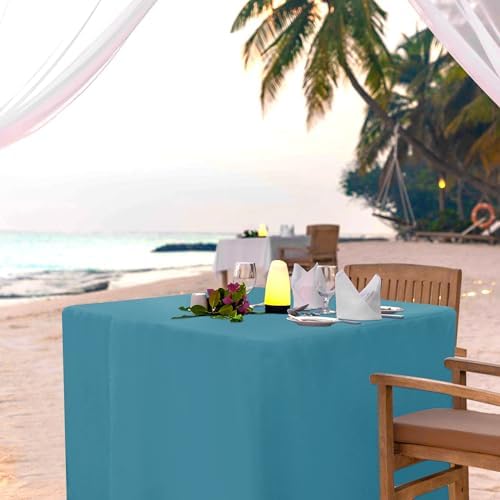 Square Fitted Card Table Covers 2 Pcs 34X34 Inch Teal in 34 Square| 2 Pack in Teal, alternate view 3