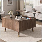 Square Lift Top Coffee Table with Storage for Living Room, Walnut