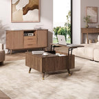 Square Lift Top Coffee Table with Storage for Living Room, Walnut, alternate view 5