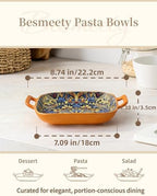 Square Pasta Bowls with Handle, Boho Salad Serving Bowls Set of 2, Ceramic 7.09" Pasta Plates for Housewarming, alternate