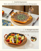 Square Pasta Bowls with Handle, Boho Salad Serving Bowls Set of 2, Ceramic 7.09" Pasta Plates for Housewarming, alternate