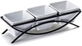 Square Ramekin Bowls 10 oz, Condiment Serving Tray with Metal Rack Stand - Chips and Dips Snack Tray for Party