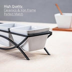Square Ramekin Bowls 10 oz, Condiment Serving Tray with Metal Rack Stand - Chips and Dips Snack Tray for Party, alternate