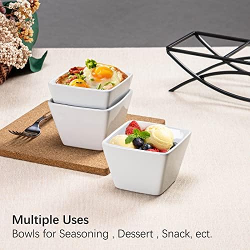 Square Ramekin Bowls 10 oz, Condiment Serving Tray with Metal Rack Stand - Chips and Dips Snack Tray for Party, alternate