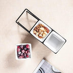 Square Ramekin Bowls 10 oz, Condiment Serving Tray with Metal Rack Stand - Chips and Dips Snack Tray for Party, alternate