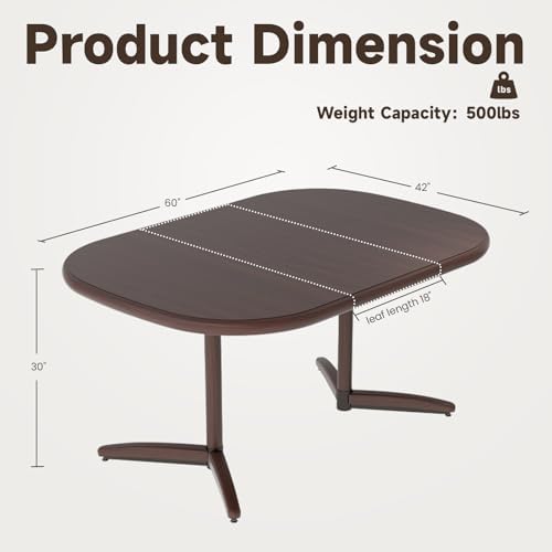 Square Round Extendable Table for 4 Person and 6 Person - Walnut, alternate view 2