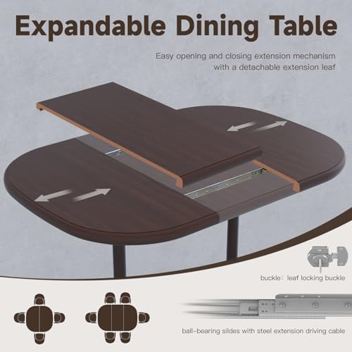 Square Round Extendable Table for 4 Person and 6 Person - Walnut, alternate view 4