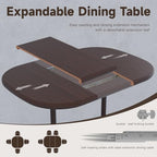 Square Round Extendable Table for 4 Person and 6 Person - Walnut, alternate view 4