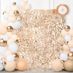 Square Shimmer Wall Backdrop Party Panels 24-Pack Sequin Wall Backdrop in 6ftx4ft in Champagne, alternate view 2