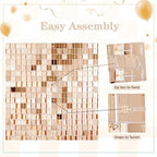 Square Shimmer Wall Backdrop Party Panels 24-Pack Sequin Wall Backdrop in 6ftx4ft in Champagne, alternate view 5