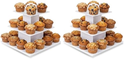 Square Stable Spacious Cupcake Stand (2pcs) in White