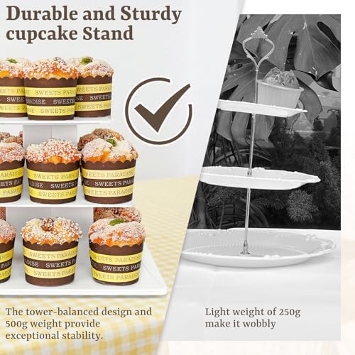 Square Stable Spacious Cupcake Stand (2pcs) in White, alternate view 4