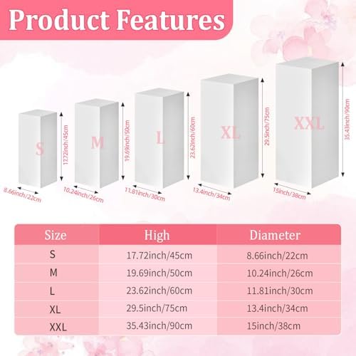 Square Stands for Party, 5Pcs Metal Pleated Pedestal Stand Heavy Duty White Cake Cilindros Para Fiestas Parties, alternate