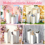 Square Stands for Party, 5Pcs Metal Pleated Pedestal Stand Heavy Duty White Cake Cilindros Para Fiestas Parties, alternate
