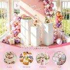 Square Stands for Party, 5Pcs Metal Pleated Pedestal Stand Heavy Duty White Cake Cilindros Para Fiestas Parties, alternate