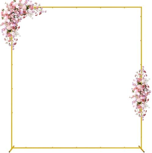 Square Wedding Arch Backdrop Stand Gold Metal Arch 7.2FT x 6.6FT