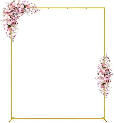 Square Wedding Arch Backdrop Stand Gold Metal Arch 7.2FT x 6FT
