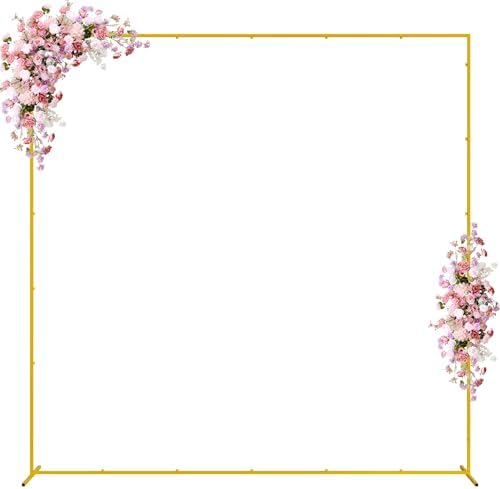 Square Wedding Arch Backdrop Stand Gold Metal Arch 7.2FT x 7.2FT