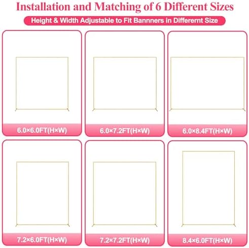 Square Wedding Arch Backdrop Stand Gold Metal Arch 7.2FT x 7.2FT, alternate view 3