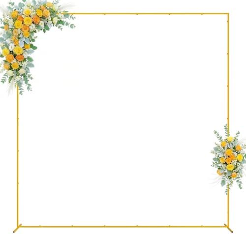 Square Wedding Arch Backdrop Stand Gold Metal Arch 8FT x 8FT in Gold