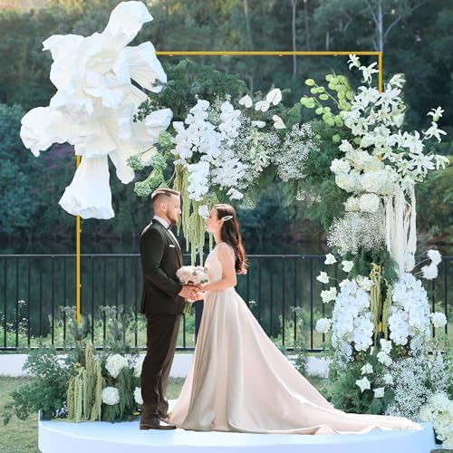 Square Wedding Arch Backdrop Stand Gold Metal Arch 8FT x 8FT in Gold, alternate view 6