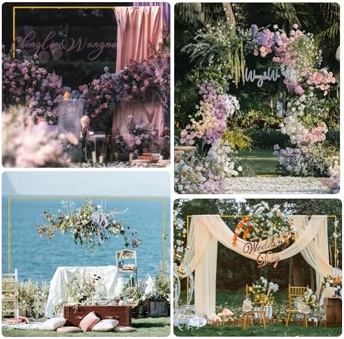 Square Wedding Arch Backdrop Stand Gold Metal Arch 8FT x 8FT in Gold, alternate view 7