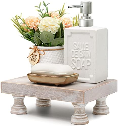 Square Wood Riser for Home Decor &Display Stand for Kitchen, Natural in Natural Wood - Paulownia Wood