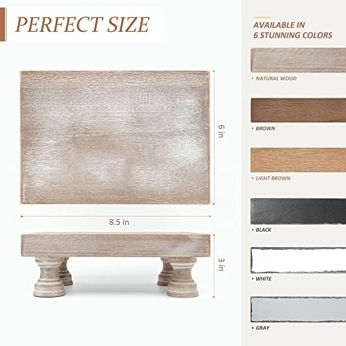 Square Wood Riser for Home Decor &Display Stand for Kitchen, Natural in Natural Wood - Paulownia Wood, alternate view 2