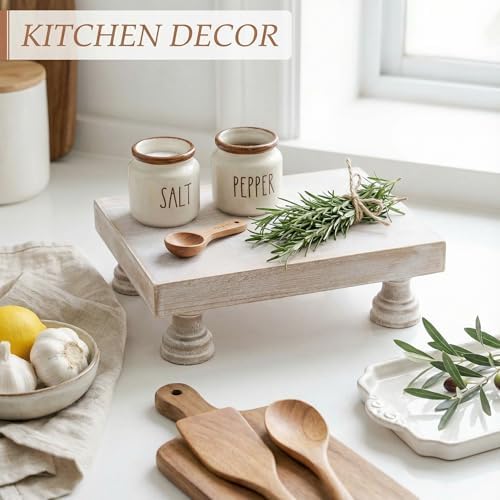 Square Wood Riser for Home Decor &Display Stand for Kitchen, Natural in Natural Wood - Paulownia Wood, alternate view 3