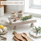 Square Wood Riser for Home Decor &Display Stand for Kitchen, Natural in Natural Wood - Paulownia Wood, alternate view 3