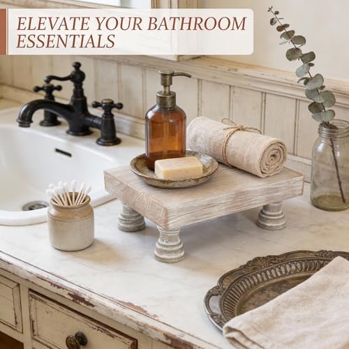Square Wood Riser for Home Decor &Display Stand for Kitchen, Natural in Natural Wood - Paulownia Wood, alternate view 4