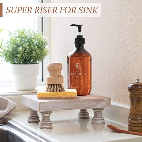 Square Wood Riser for Home Decor &Display Stand for Kitchen, Natural in Natural Wood - Paulownia Wood, alternate view 5