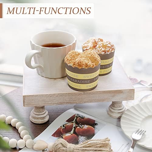 Square Wood Riser for Home Decor &Display Stand for Kitchen, Natural in Natural Wood - Paulownia Wood, alternate view 6