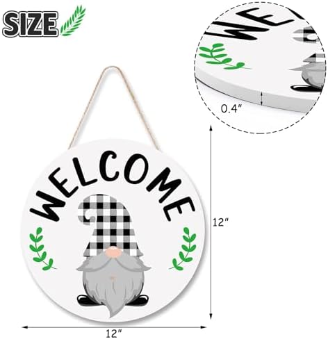 St. Patrick Day Easter Welcome Sign Interchangeable Shamrock Wreaths for Front Door Hanger Gnome Welcome Sign, alternate view