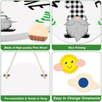 St. Patrick Day Easter Welcome Sign Interchangeable Shamrock Wreaths for Front Door Hanger Gnome Welcome Sign, alternate view