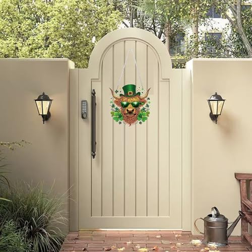 St. Patrick's Day Cow Diamond Painting Double-Sided Hanging Ornament Set, DIY Irregular Shaped Rhinestone Window, alternate