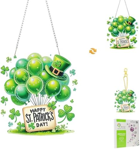 St. Patrick's Day Diamond Painting Double-Sided Hanging Ornament Set, DIY Irregular Shaped Rhinestone Window
